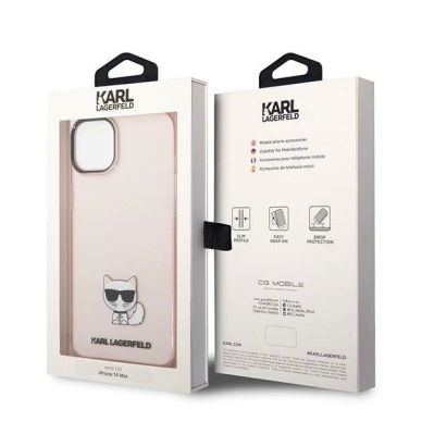 Karl Lagerfeld Permatomas Choupette Body Dėklas skirtas iPhone 14 Plus / 15 Plus 6.7&quot; - Rožinis 7