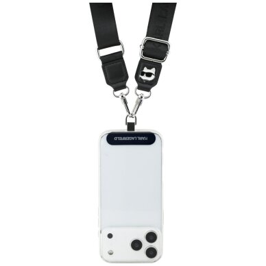 Telefoninis dirželis Karl Lagerfeld Universal Choupette Metal Logo – juodas 1