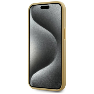 iPhone 15 Karl Lagerfeld Wrinkled Metal Signature dėklas - auksinis 4