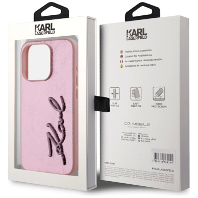 iPhone 15 Pro Max Karl Lagerfeld Wrinkled Metal Signature dėklas - rožinis 7