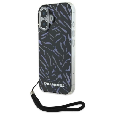 Dėklas Karl Lagerfeld Zebra With Cord iPhone 16 Plus - Violetinis Dėklas Karl Lagerfeld Zebra With Cord iPhone 16 Plus - Violetinis