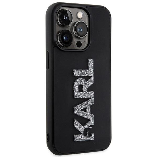 Orginalus dėklas Karl Lagerfeld 3D Rubber Glitter Logo case skirta iPhone 15 Pro Max - Juodas 3 Orginalus dėklas Karl Lagerfeld 3D Rubber Glitter Logo case skirta iPhone 15 Pro Max - Juodas 3