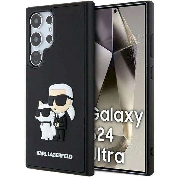 Samsung Galaxy S24 Ultra Karl Lagerfeld 3D Rubber Karl & Choupette dėklas – juodas