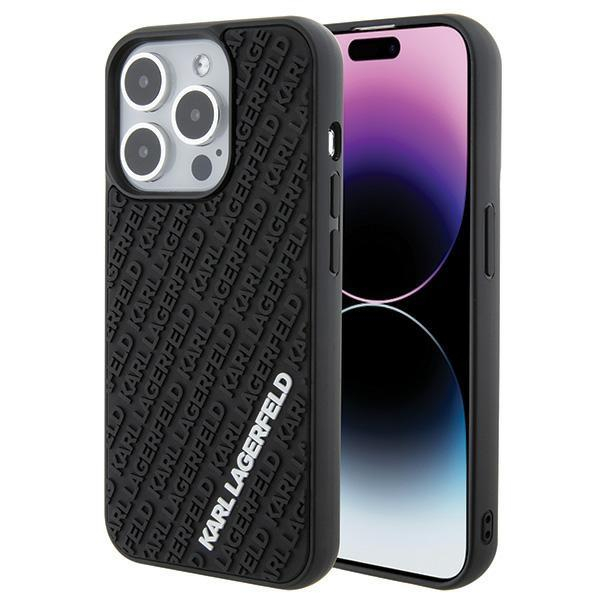 Karl Lagerfeld 3D Rubber Multi Logo case for iPhone 15 Pro - black Karl Lagerfeld 3D Rubber Multi Logo case for iPhone 15 Pro - black