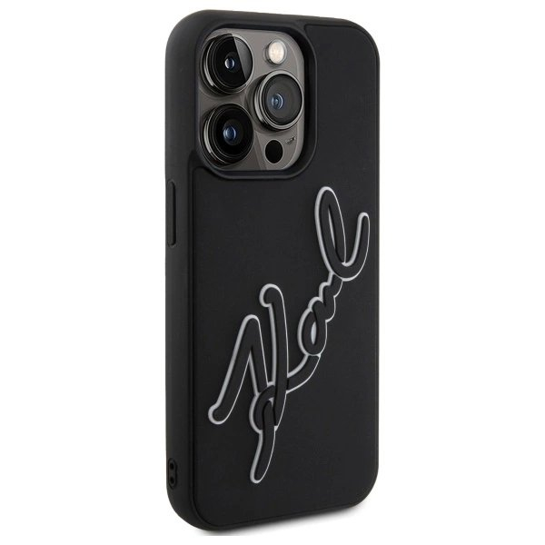iPhone 15 Pro Karl Lagerfeld 3D Rubber Signature dėklas - juodas 3 iPhone 15 Pro Karl Lagerfeld 3D Rubber Signature dėklas - juodas 3