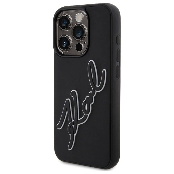 iPhone 15 Pro Max Karl Lagerfeld 3D Rubber Signature dėklas - juodas 1