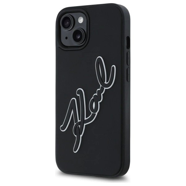 iPhone 15 Karl Lagerfeld 3D Rubber Signature dėklas - juodas 1