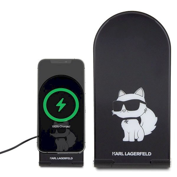 Karl Lagerfeld Choupette MagSafe induction Įkroviklis  15W, foldable 2in1 - Juodas 1 Karl Lagerfeld Choupette MagSafe induction Įkroviklis  15W, foldable 2in1 - Juodas 1