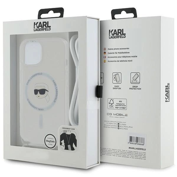 Karl Lagerfeld Crossbody IML Karl Head MagSafe dėklas iPhone 15 / 14 / 13 - Permatomas 6 Karl Lagerfeld Crossbody IML Karl Head MagSafe dėklas iPhone 15 / 14 / 13 - Permatomas 6