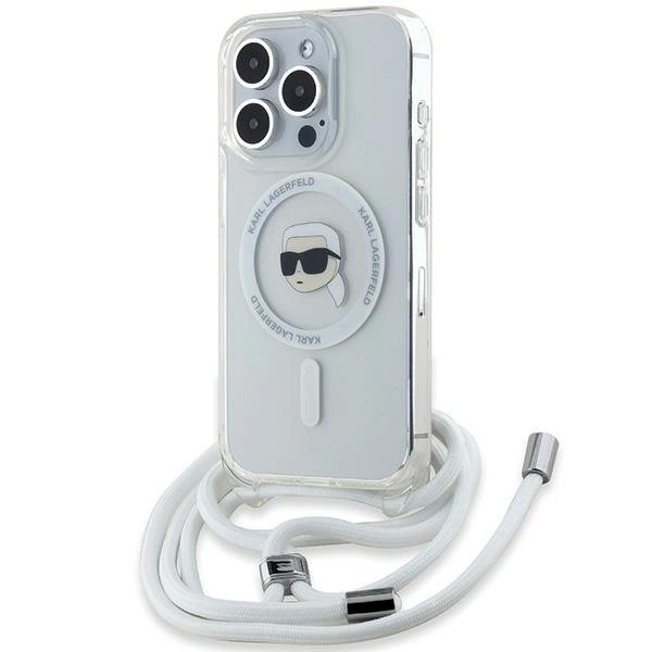 Karl Lagerfeld Crossbody IML Karl Head MagSafe dėklas iPhone 15 Pro Max - Permatomas Karl Lagerfeld Crossbody IML Karl Head MagSafe dėklas iPhone 15 Pro Max - Permatomas
