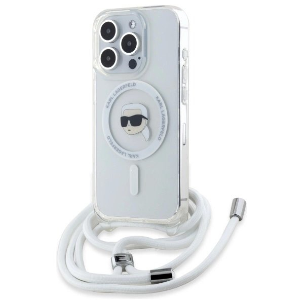 Dėklas Karl Lagerfeld Crossbody IML Karl Head Magsafe  iPhone 16 Pro Max - Skaidrus Dėklas Karl Lagerfeld Crossbody IML Karl Head Magsafe  iPhone 16 Pro Max - Skaidrus