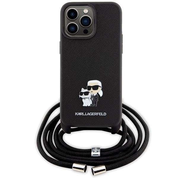 Karl Lagerfeld Crossbody Saffiano Metal Pin Karl & Choupette Case for iPhone 15 Pro Max - Black 1 Karl Lagerfeld Crossbody Saffiano Metal Pin Karl & Choupette Case for iPhone 15 Pro Max - Black 1