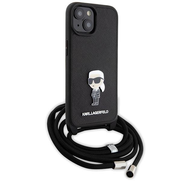 Karl Lagerfeld Crossbody Saffiano Monogram Metal Pin Karl & Choupette Case for iPhone 15 - Black 2 Karl Lagerfeld Crossbody Saffiano Monogram Metal Pin Karl & Choupette Case for iPhone 15 - Black 2