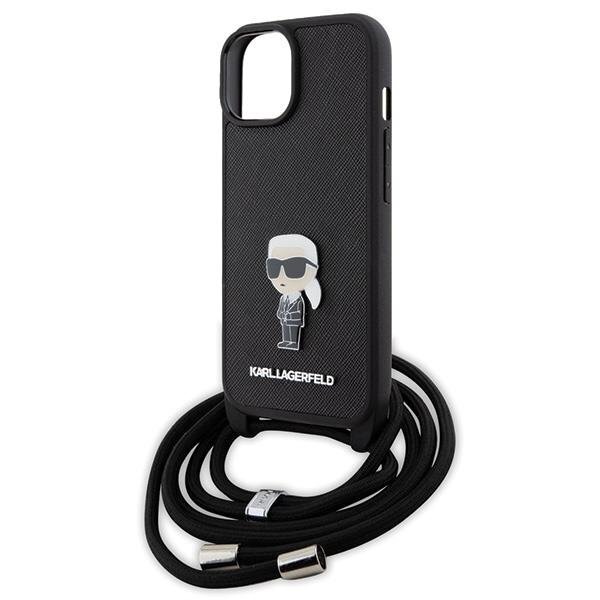 Karl Lagerfeld Crossbody Saffiano Monogram Metal Pin Karl & Choupette Case for iPhone 15 - Black 4 Karl Lagerfeld Crossbody Saffiano Monogram Metal Pin Karl & Choupette Case for iPhone 15 - Black 4