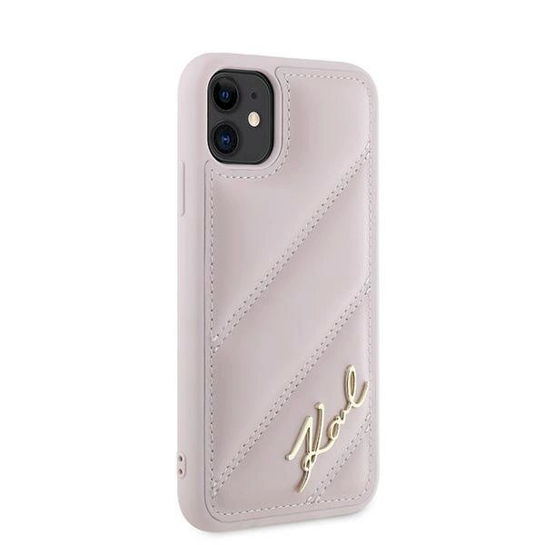 Dėklas Karl Lagerfeld Diagonal Quilted Script  iPhone 11 / Xr - Rožinis 3 Dėklas Karl Lagerfeld Diagonal Quilted Script  iPhone 11 / Xr - Rožinis 3