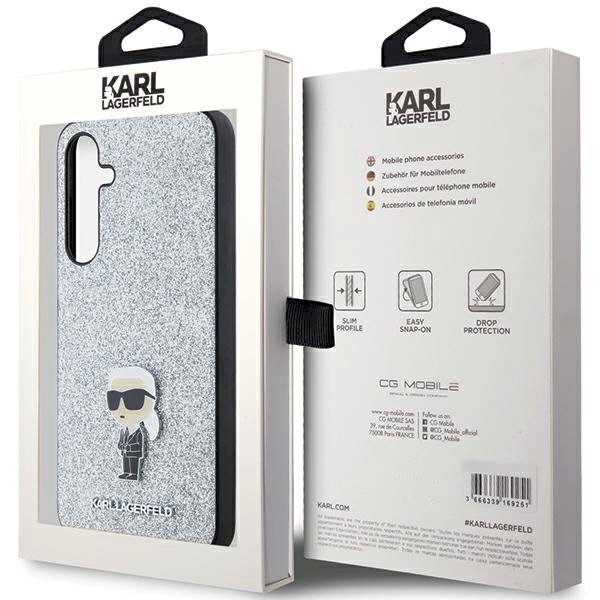 Karl Lagerfeld Fixed Glitter Ikonik Logo Metal Pin dėklas Samsung Galaxy A35 - silver 7 Karl Lagerfeld Fixed Glitter Ikonik Logo Metal Pin dėklas Samsung Galaxy A35 - silver 7