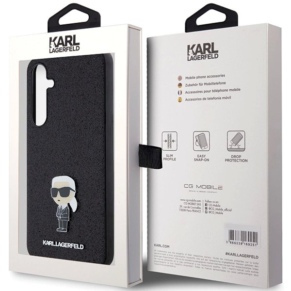 Samsung Galaxy A55 Karl Lagerfeld Fixed Glitter Ikonik Logo Metal Pin dėklas – juodas 7