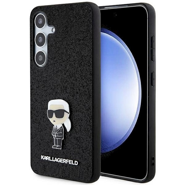 Karl Lagerfeld Fixed Glitter Ikonik Logo Metal Pin Dėklas skirtas Samsung Galaxy S24 - Juodas Karl Lagerfeld Fixed Glitter Ikonik Logo Metal Pin Dėklas skirtas Samsung Galaxy S24 - Juodas