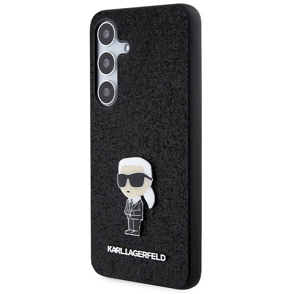 Karl Lagerfeld Fixed Glitter Ikonik Logo Metal Pin Dėklas skirtas Samsung Galaxy S24 - Juodas 1 Karl Lagerfeld Fixed Glitter Ikonik Logo Metal Pin Dėklas skirtas Samsung Galaxy S24 - Juodas 1