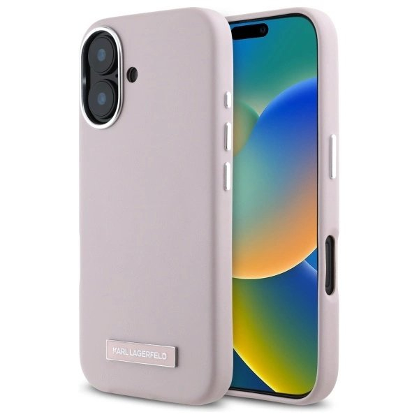 Dėklas Karl Lagerfeld FW Metal Plate MagSafe iPhone 16 - Rožinis Dėklas Karl Lagerfeld FW Metal Plate MagSafe iPhone 16 - Rožinis