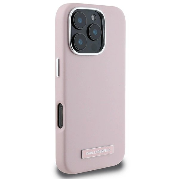 Dėklas Karl Lagerfeld FW Metal Plate MagSafe iPhone 16 Pro - Rožinis 3 Dėklas Karl Lagerfeld FW Metal Plate MagSafe iPhone 16 Pro - Rožinis 3