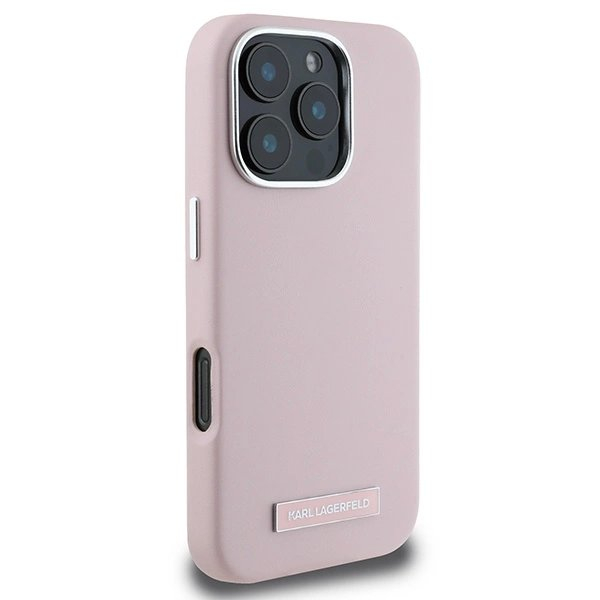 Dėklas Karl Lagerfeld FW Metal Plate MagSafe iPhone 16 Pro Max  - Rožinis 3 Dėklas Karl Lagerfeld FW Metal Plate MagSafe iPhone 16 Pro Max  - Rožinis 3