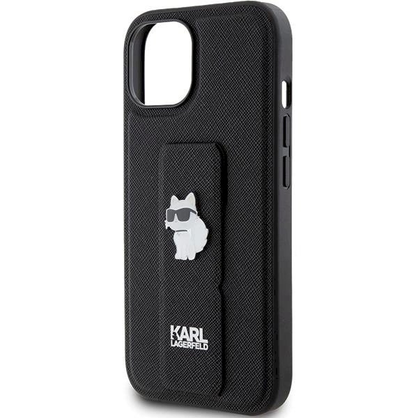 Karl Lagerfeld Gripstand Saffiano Choupette Pins Dėklas skirtas iPhone 15 Plus / 14 Plus - Juodas 5 Karl Lagerfeld Gripstand Saffiano Choupette Pins Dėklas skirtas iPhone 15 Plus / 14 Plus - Juodas 5