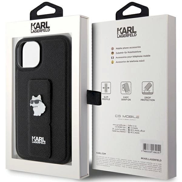 Karl Lagerfeld Gripstand Saffiano Choupette Pins Dėklas skirtas iPhone 15 Plus / 14 Plus - Juodas 7 Karl Lagerfeld Gripstand Saffiano Choupette Pins Dėklas skirtas iPhone 15 Plus / 14 Plus - Juodas 7