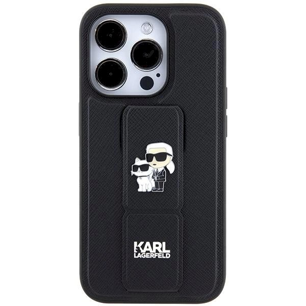 Karl Lagerfeld Gripstand Saffiano Karl&Choupette Pins Dėklas skirtas iPhone 14 Pro - Juodas 2 Karl Lagerfeld Gripstand Saffiano Karl&Choupette Pins Dėklas skirtas iPhone 14 Pro - Juodas 2