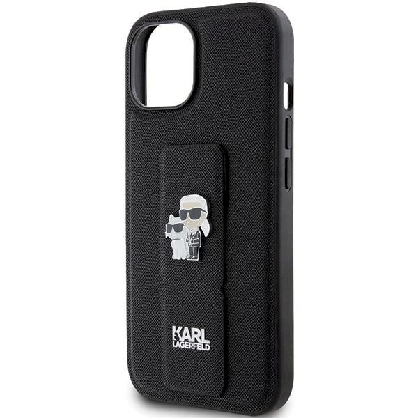 Karl Lagerfeld Gripstand Saffiano Karl&Choupette Pins Dėklas skirtas iPhone 15 - Juodas 5 Karl Lagerfeld Gripstand Saffiano Karl&Choupette Pins Dėklas skirtas iPhone 15 - Juodas 5