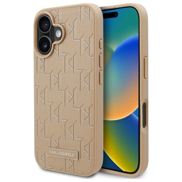 Dėklas Karl Lagerfeld Hot Stamp Magsafe iPhone 16 - Beige Dėklas Karl Lagerfeld Hot Stamp Magsafe iPhone 16 - Beige