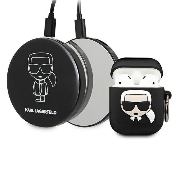 Dėklas Karl Lagerfeld Ikonik su įmontuota Powerbank baterija AirPods ausinėms – juodas Dėklas Karl Lagerfeld Ikonik su įmontuota Powerbank baterija AirPods ausinėms – juodas
