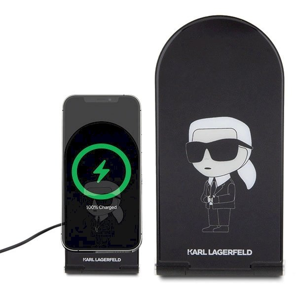 Karl Lagerfeld Ikonik MagSafe 15W inductive Įkroviklis , foldable 2in1 - Juodas 1 Karl Lagerfeld Ikonik MagSafe 15W inductive Įkroviklis , foldable 2in1 - Juodas 1