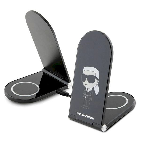 Karl Lagerfeld Ikonik MagSafe 15W inductive Įkroviklis , foldable 2in1 - Juodas Karl Lagerfeld Ikonik MagSafe 15W inductive Įkroviklis , foldable 2in1 - Juodas