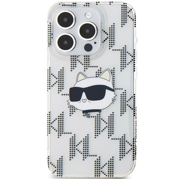 Karl Lagerfeld IML Choupette Head Monogram dėklas iPhone 15 Pro - Permatomas 2 Karl Lagerfeld IML Choupette Head Monogram dėklas iPhone 15 Pro - Permatomas 2