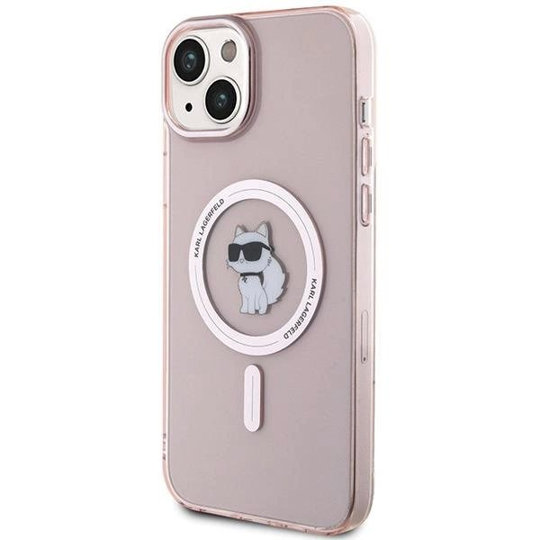 Karl Lagerfeld IML Choupette MagSafe Dėklas skirtas iPhone 15 Plus - Rožinis Karl Lagerfeld IML Choupette MagSafe Dėklas skirtas iPhone 15 Plus - Rožinis