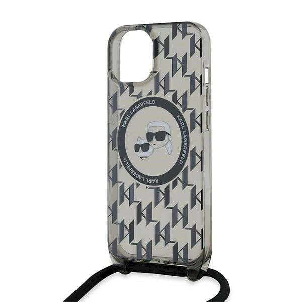 Dėklas Karl Lagerfeld IML Crossbody Monogram Karl  Choupette Head MagSafe  iPhone 15 / 14 / 13 - Juodas 4 Dėklas Karl Lagerfeld IML Crossbody Monogram Karl  Choupette Head MagSafe  iPhone 15 / 14 / 13 - Juodas 4