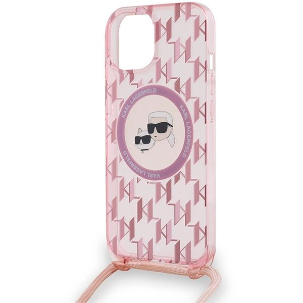 Dėklas Karl Lagerfeld IML Crossbody Monogram Karl  Choupette Head MagSafe  iPhone 15 / 14 / 13 - Rožinis 4 Dėklas Karl Lagerfeld IML Crossbody Monogram Karl  Choupette Head MagSafe  iPhone 15 / 14 / 13 - Rožinis 4
