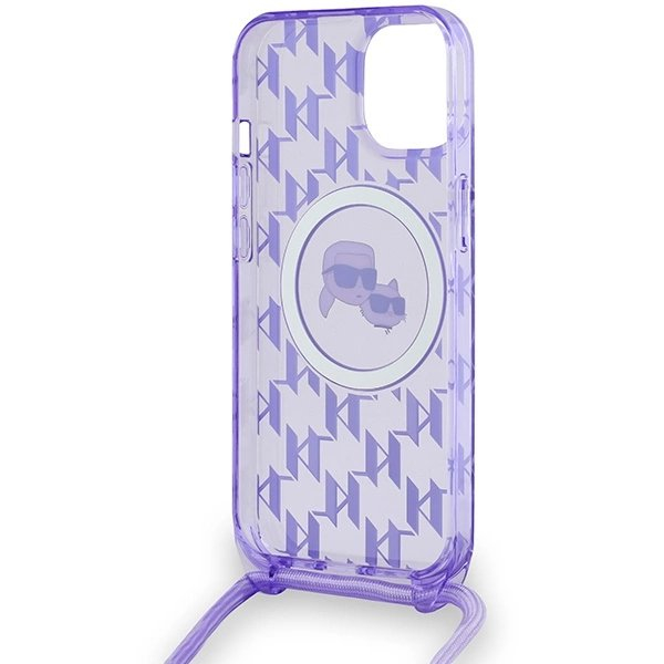 Dėklas Karl Lagerfeld IML Crossbody Monogram Karl  Choupette Head MagSafe  iPhone 15 / 14 / 13 - Violetinis 5 Dėklas Karl Lagerfeld IML Crossbody Monogram Karl  Choupette Head MagSafe  iPhone 15 / 14 / 13 - Violetinis 5