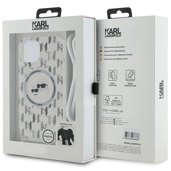 Karl Lagerfeld IML Crossbody Monogram Karl  Choupette Head MagSafe dėklas iPhone 15 / 14 / 13 - Permatomas 6 Karl Lagerfeld IML Crossbody Monogram Karl  Choupette Head MagSafe dėklas iPhone 15 / 14 / 13 - Permatomas 6