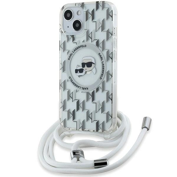 Karl Lagerfeld IML Crossbody Monogram Karl  Choupette Head MagSafe dėklas iPhone 15 / 14 / 13 - Permatomas Karl Lagerfeld IML Crossbody Monogram Karl  Choupette Head MagSafe dėklas iPhone 15 / 14 / 13 - Permatomas