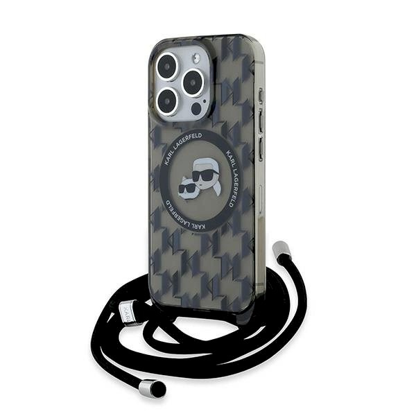 Dėklas Karl Lagerfeld IML Crossbody Monogram Karl Choupette Head MagSafe iPhone 15 Pro - Juodas Dėklas Karl Lagerfeld IML Crossbody Monogram Karl Choupette Head MagSafe iPhone 15 Pro - Juodas