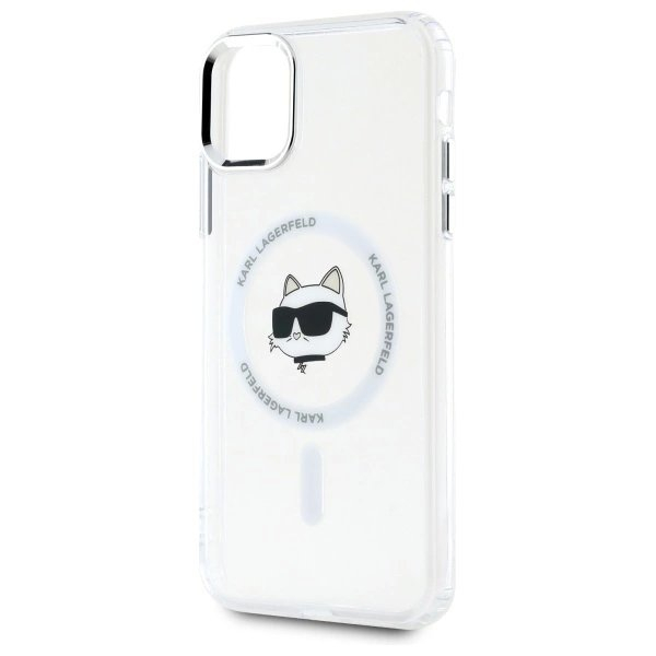 iPhone 11 Karl Lagerfeld IML Metal Choupette Head MagSafe dėklas - baltas 5