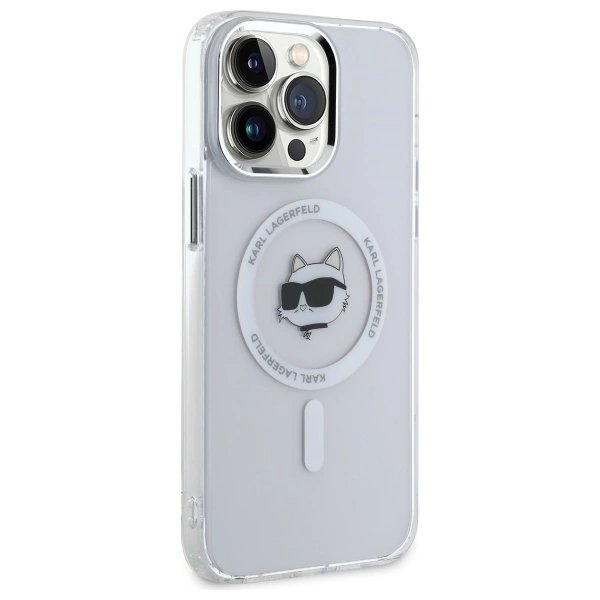 iPhone 13 Pro Karl Lagerfeld IML Metal Choupette Head MagSafe dėklas - baltas 3