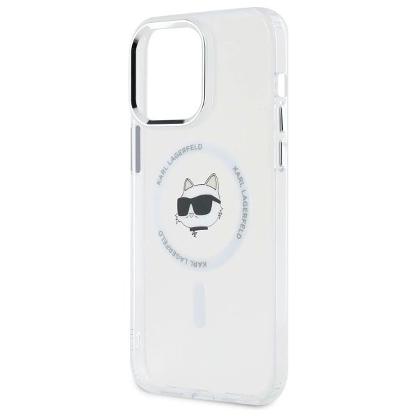 iPhone 13 Pro Karl Lagerfeld IML Metal Choupette Head MagSafe dėklas - baltas 5