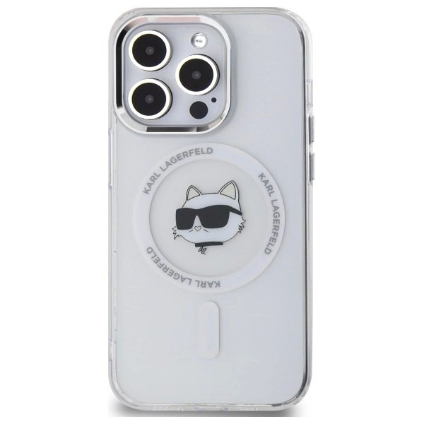 iPhone 14 Pro Karl Lagerfeld IML Metal Choupette Head MagSafe dėklas - baltas 2