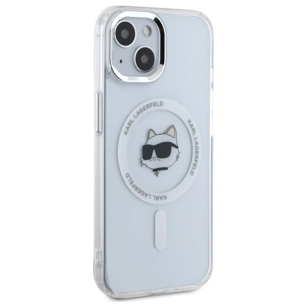 iPhone 15 Karl Lagerfeld IML Metal Choupette Head MagSafe dėklas - baltas 3
