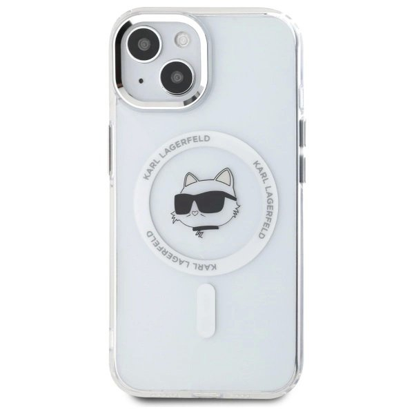 iPhone 15 Plus Karl Lagerfeld IML Metal Choupette Head MagSafe dėklas - baltas 2 iPhone 15 Plus Karl Lagerfeld IML Metal Choupette Head MagSafe dėklas - baltas 2