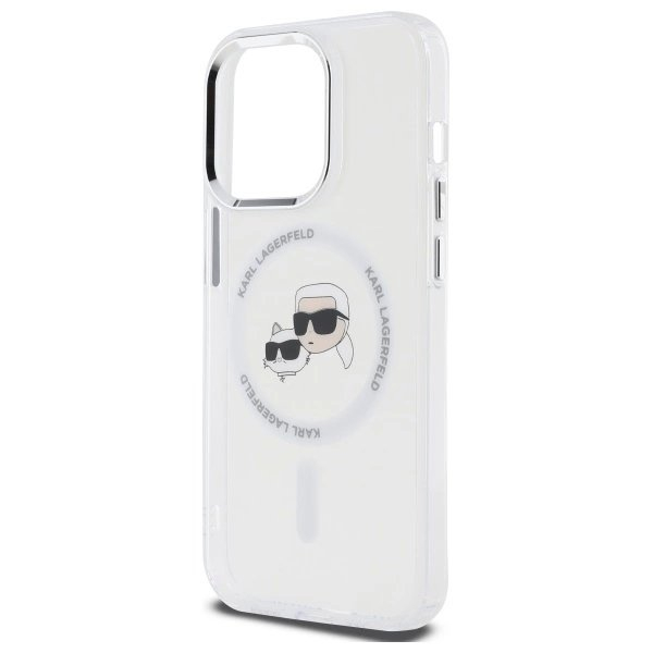 iPhone 14 Pro Max – Karl Lagerfeld IML Metal Karl & Choupette Head MagSafe dėklas - Baltas 5