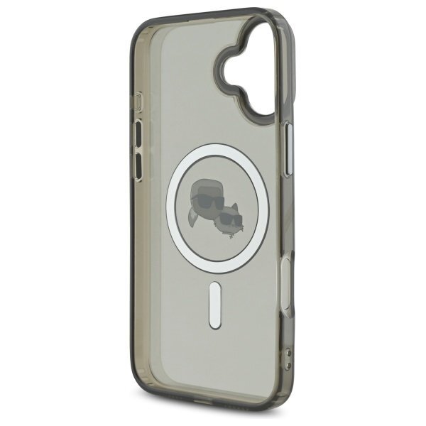 iPhone 16 Karl Lagerfeld IML Metal Karl & Choupette Head MagSafe dėklas – juodas 6